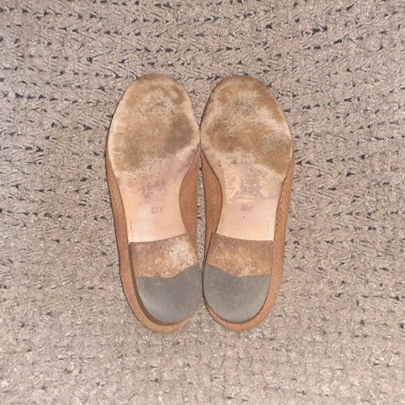 Vintage THIERRY RABOTIN-Perforated Chestnut Suede Ballet Flats-Sz 37.5-Excellent - Picture 7 of 8